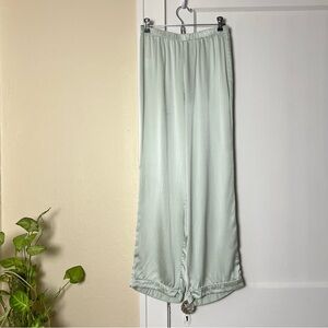 Fishers Finery Pastel Green Silk Satin Pull-On Pajama Pants